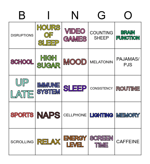 SLEEP BINGO Card