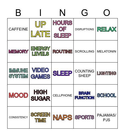 SLEEP BINGO Card