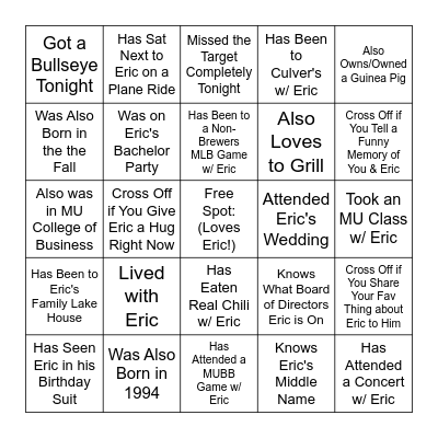 Find Someone Who... Bingo Card