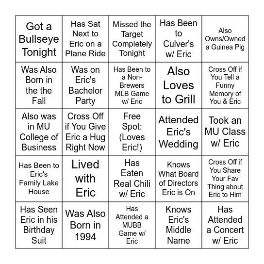 Find Someone Who... Bingo Card