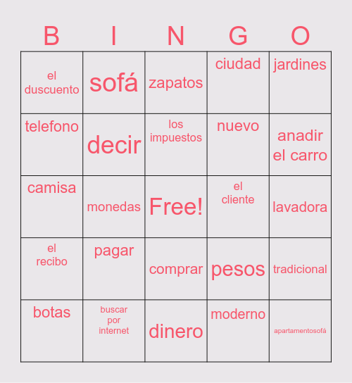 gabby's Bingo Card