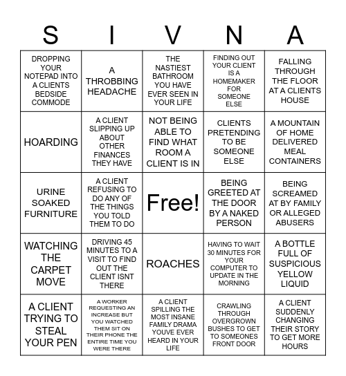 CASE MANAGER BINGO Card