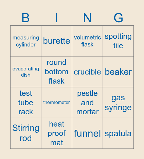 Chemistry Bingo Card