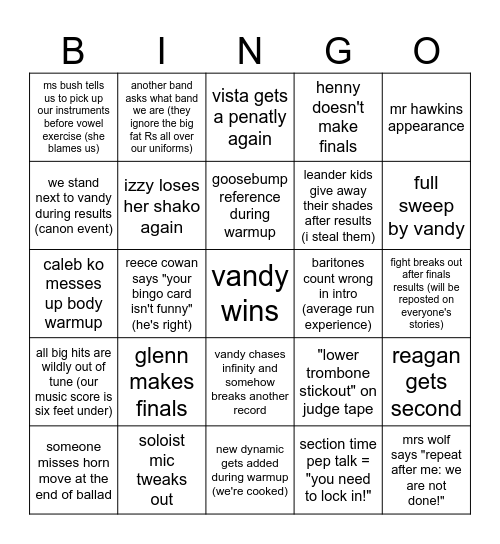 TMC Bingo Card