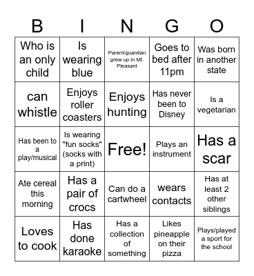 Find Someone Who BINGO Card