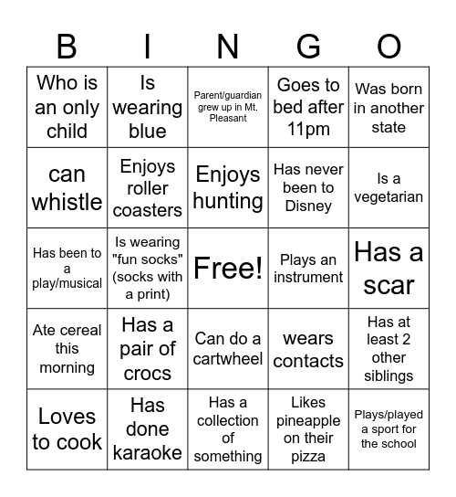 Find Someone Who BINGO Card