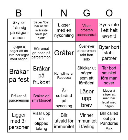 PH Woman Bingo Card