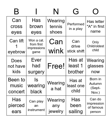 Serenity Bingo Card