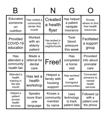 CHW Bingo Card