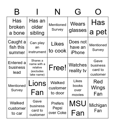 Customer Service Week Bingo Card