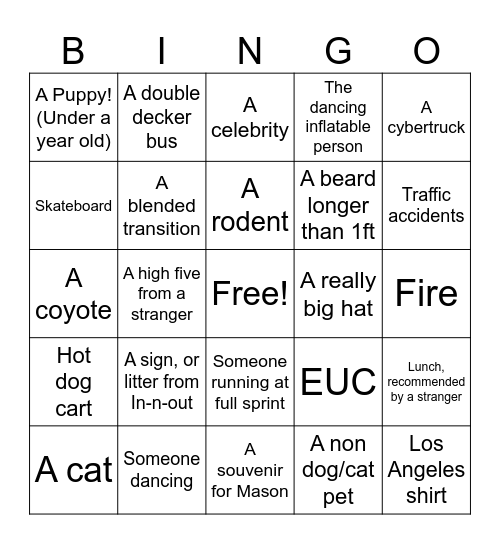 LA #2 Bingo Card