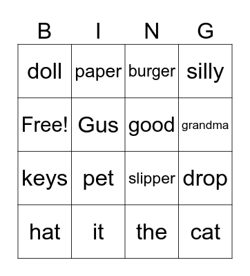 Drop It! Bingo Card