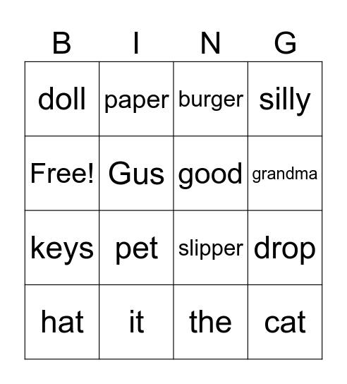 Drop It! Bingo Card