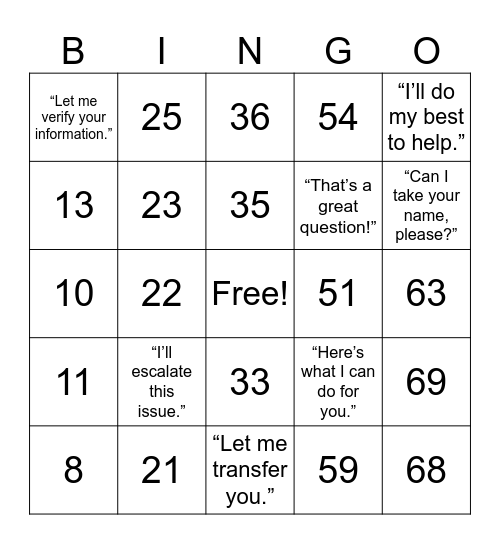 Number Bingo 1-75 Bingo Card