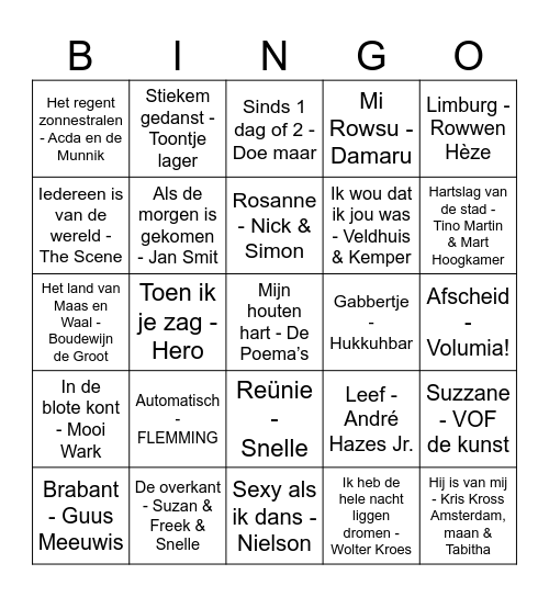 Familieweekend 2024 Bingo Card