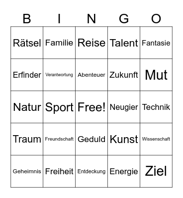 Wortschatz Bingo Card