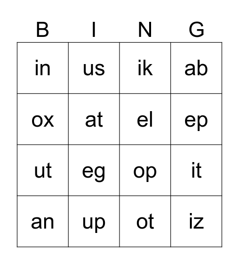 VC Bingo Card