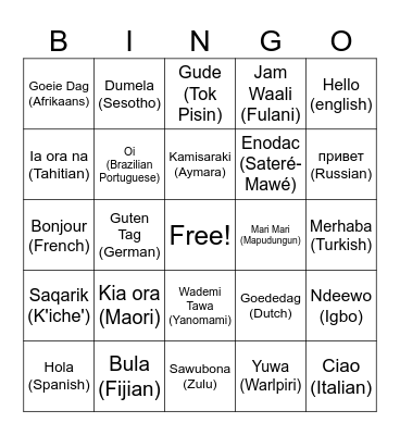 Hello World Bingo Card