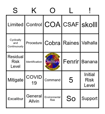 IRR Bingo Card