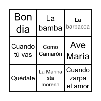 BINGO MUSICAL Partida 1 Bingo Card