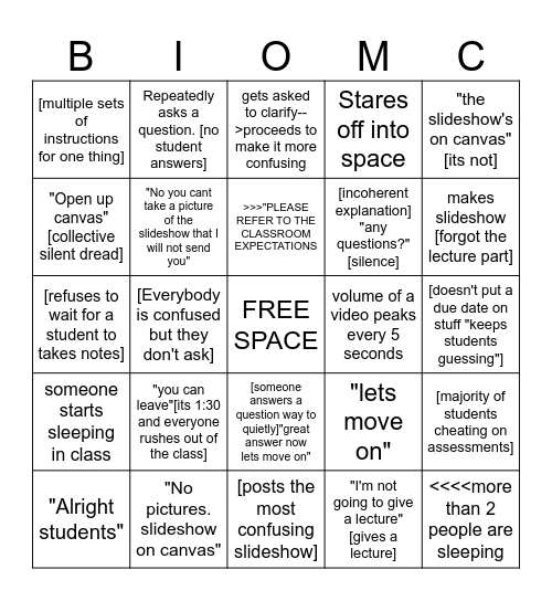 Walker Bingo Card