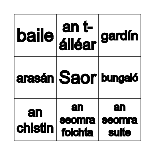 Mo Theach Bingo Card