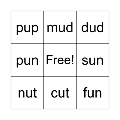 Lesson 15: u Bingo Card