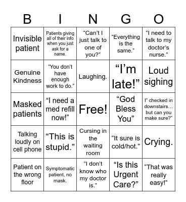 4th Floor Bingo Card