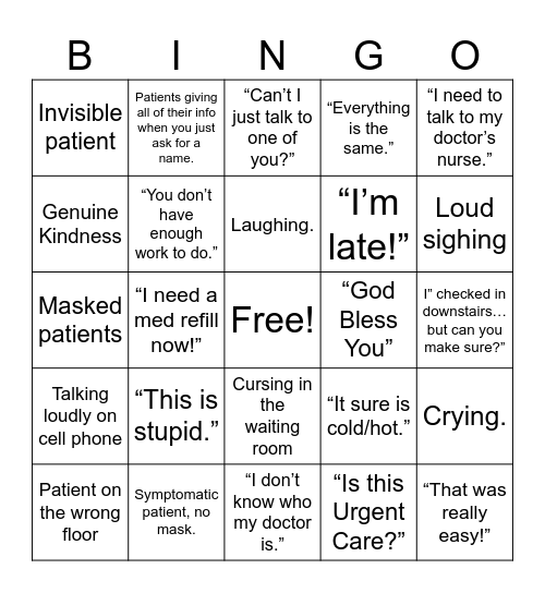 4th Floor Bingo Card