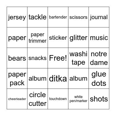 Scrap Weekend 2024 Bingo Card