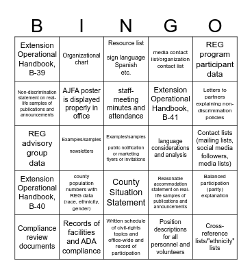 Binder Bingo Card