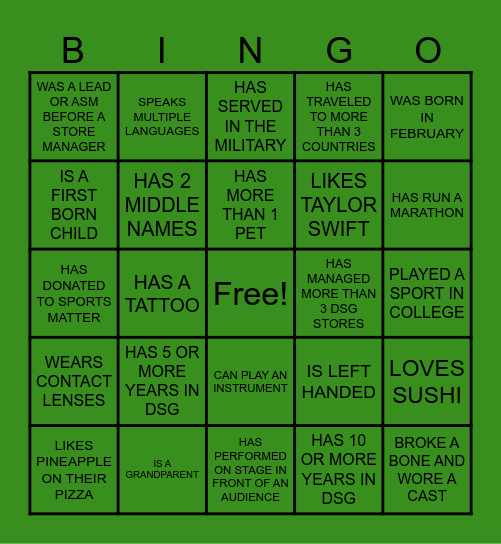 OVR BINGO FIND SOMEONE WHO Bingo Card