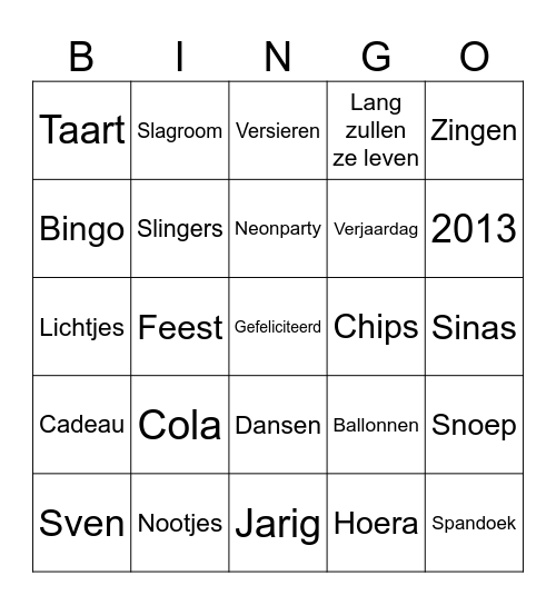 VerjaardagBingo Card