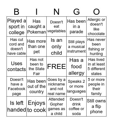 External Staff Get To Know Bingo Card
