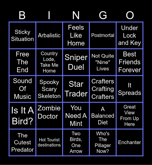 Peter Games Bingo Card