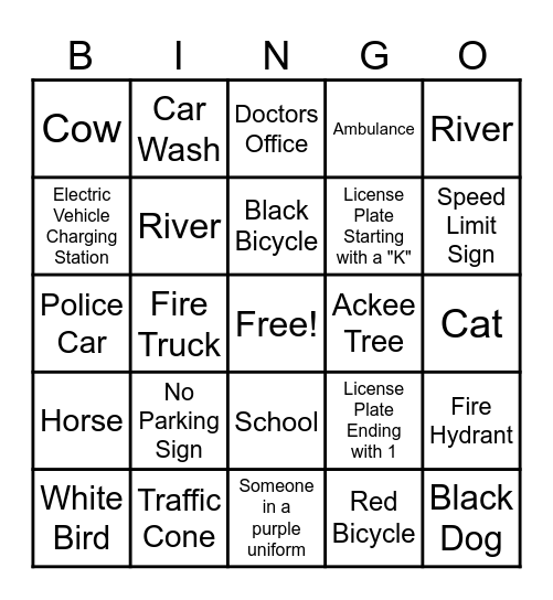 Bus Bingo Card