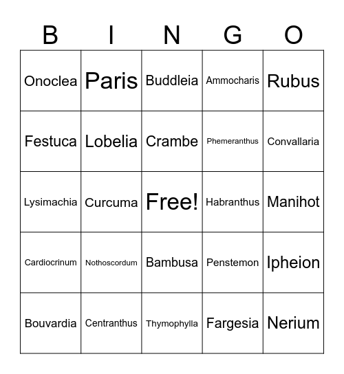 Botanical Bingo 3 Bingo Card
