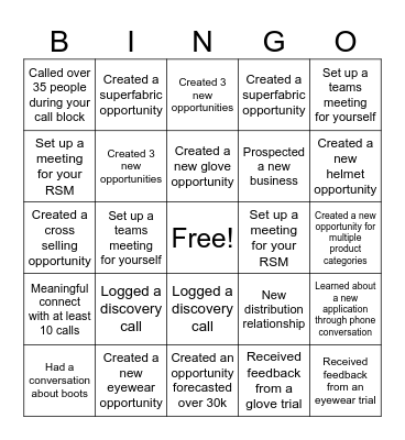 Call Block Incentive Bingo Card