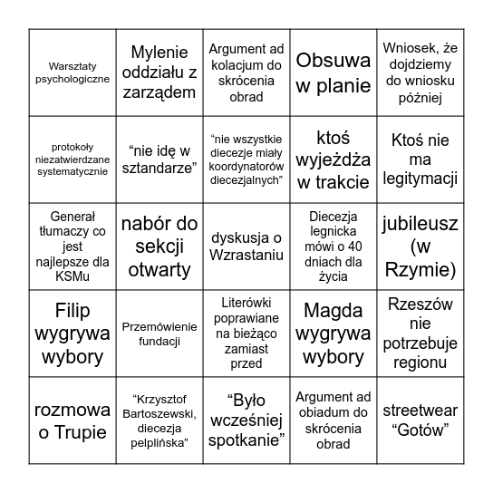 Krajówka Bingo Card
