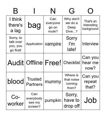 work work work work work! Bingo Card