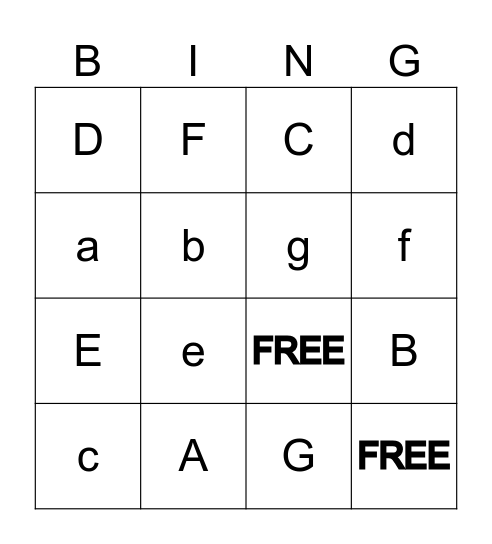 Letter BINGO Card