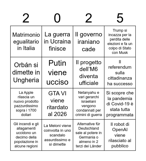 2025 BINGO CARD Bingo Card