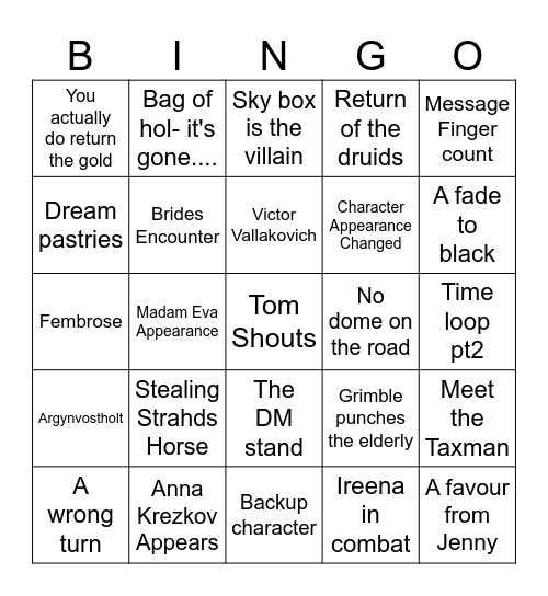 Celia's Bingo Card Bingo Card