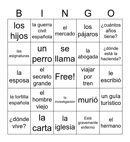 Don Fernando Bingo Card