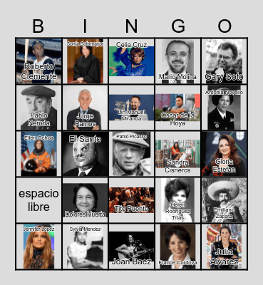 Hispanic Heritage Month Bingo Card