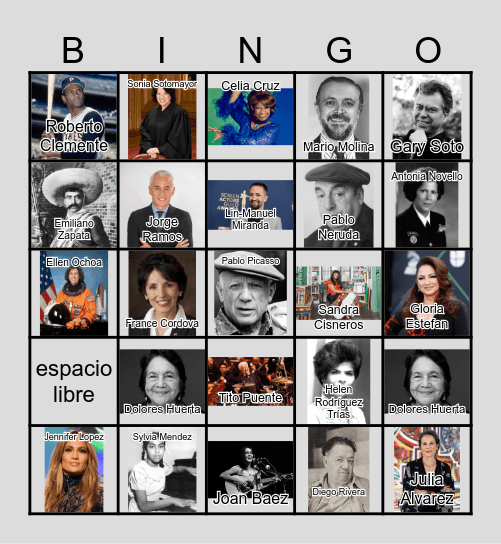 Hispanic Heritage Month Bingo Card