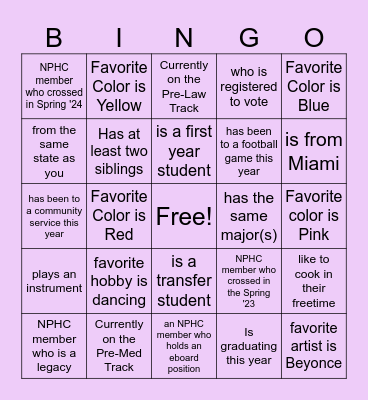 Find someone who... Bingo Card