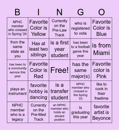 Find someone who... Bingo Card