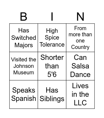 SHPE Bingo Card