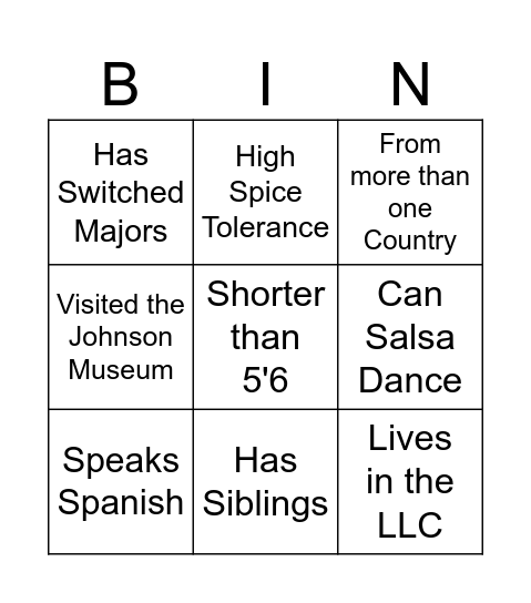SHPE Bingo Card